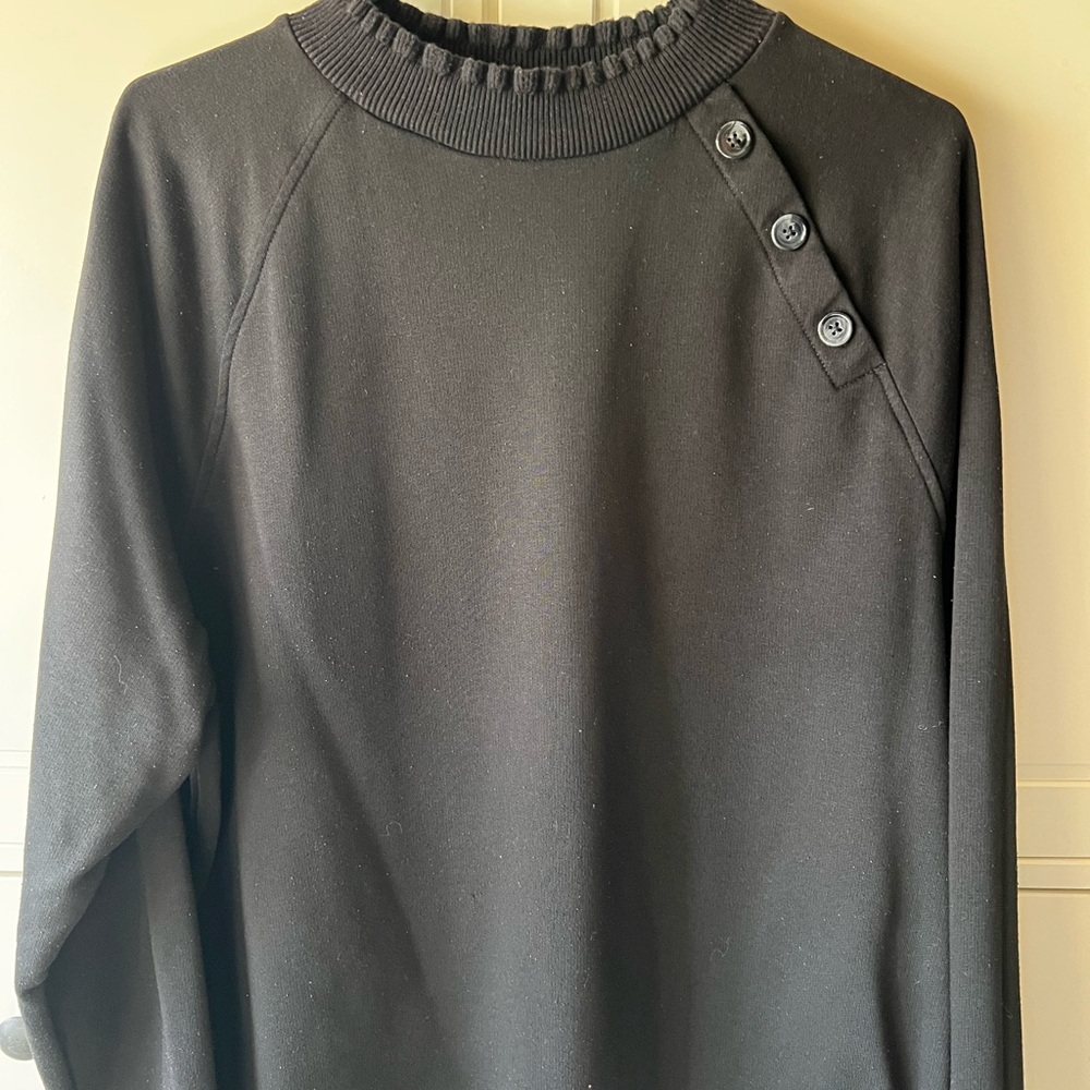 LOFT Black Ruffled Neck Knit Top